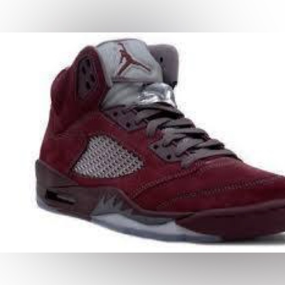 Jordan Men's Maroon and Gray Sneakers